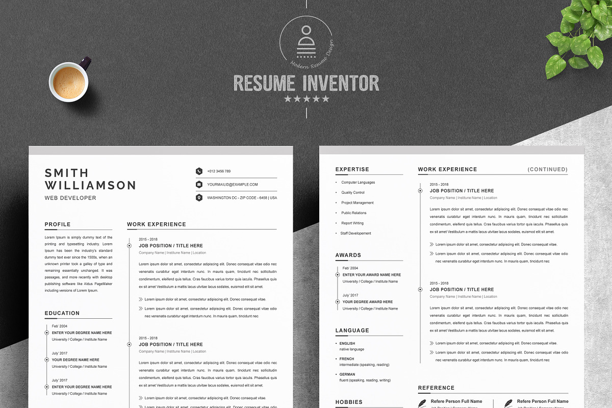 Clean Resume / CV Template MS Word, a Resume Template by ResumeInventor