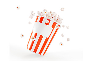 3d Popcorn Bucket Icon With Empty