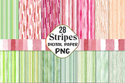 Watercolor Stripes Pattern Digital, an Illustration by CraftArtStudio (Thumbnail 1 of 3)