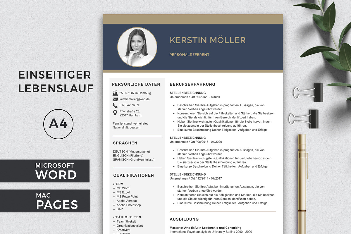 Lebenslauf Vorlage / Resume Template, a Resume Template by Klamp Studio (Photo 2 of 10)
