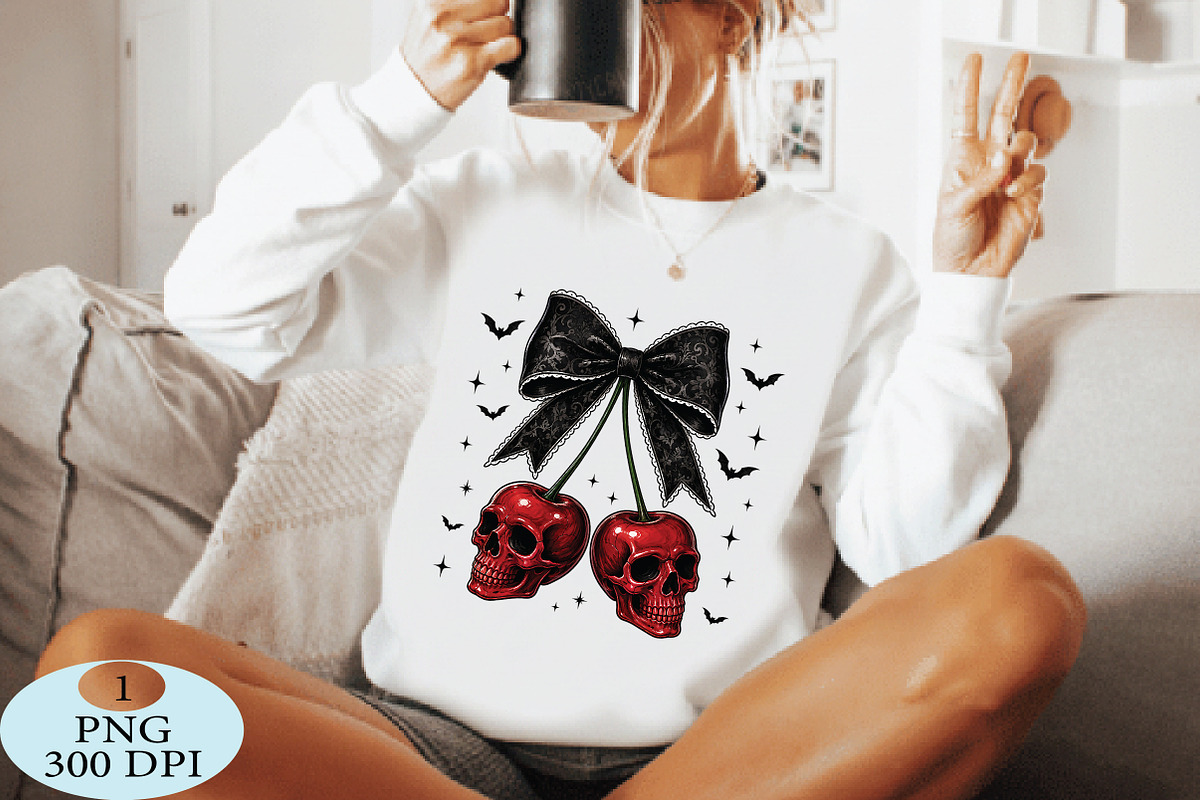 Gothic Skull Cherries Black Bow PNG, a Seasonal Illustration by Daily.Designs (Photo 4 of 5)