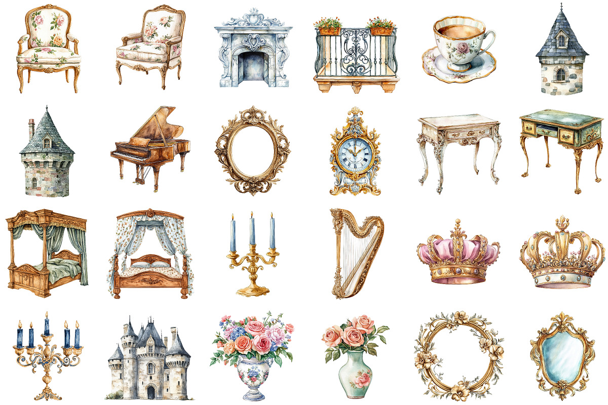 Vintage Clipart French Chateau Set, an Illustration by Sublimation Artist (Photo 2 of 6)
