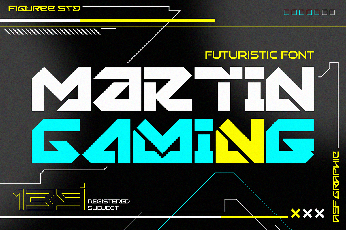 Martin Gaming - Futuristic Font, a Font by figuree studio (Photo 1 of 10)