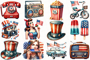 Vintage Retro 4th Of July Clipart, an Illustration by OK Design (Thumbnail 4 of 5)