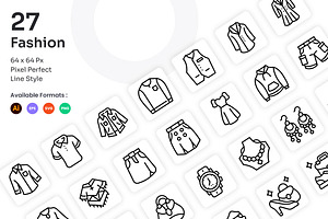 Fashion Icons Set - Line, an Outline Icon by Kmg Design