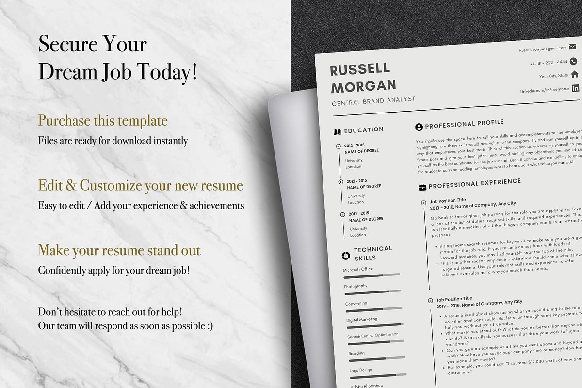 Neat Modern CV Template Pack | Canva, a Resume Template by Lux Resume (Photo 9 of 9)