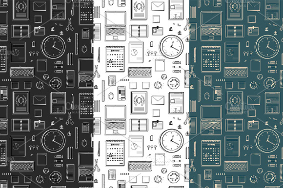 Seamless Pattern Office Supplies preview 2