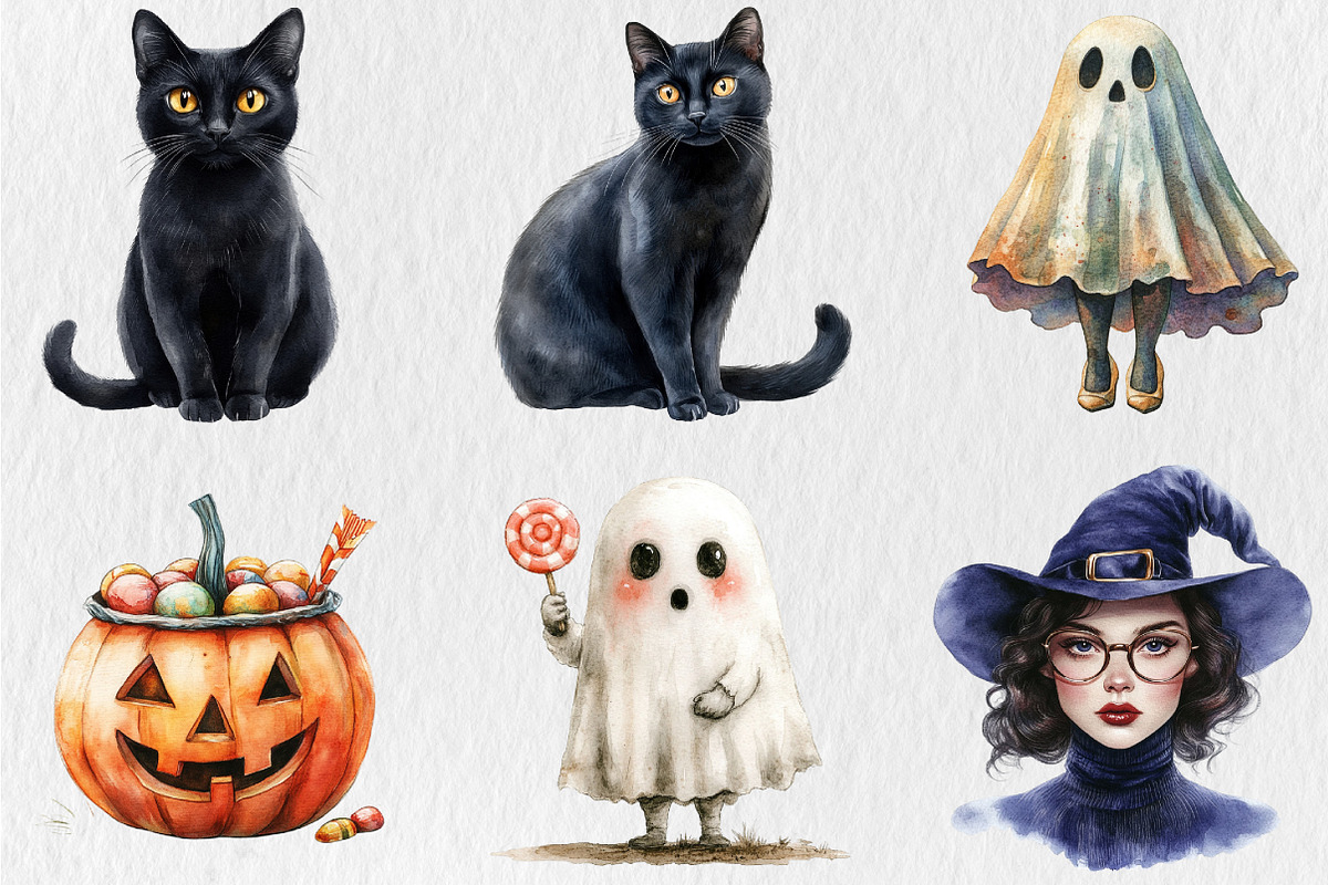 Retro Halloween Clipart, an Illustration by Rose Art (Photo 2 of 4)