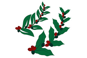 Festive Christmas branch with leaves, an Object Illustration by LogosDen