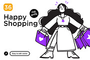 Happy shopping illustration set, a Person Illustration by StonePic (Thumbnail 1 of 3)