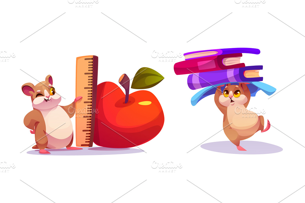 Cute hamster characters set isolated, an Education Illustration by art PVP - market