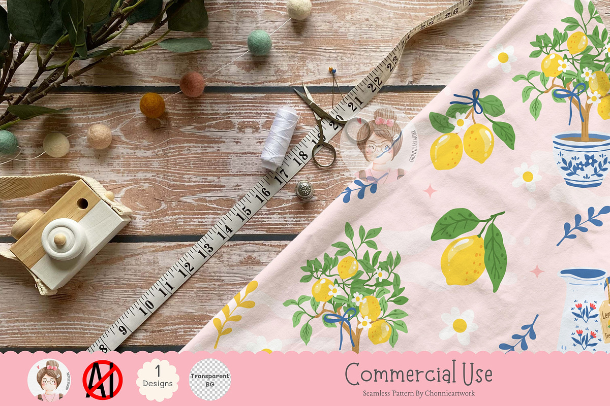 Chinoiserie Lemon Seamless Pattern, a Pattern Graphic by Chonnieartwork (Photo 2 of 5)