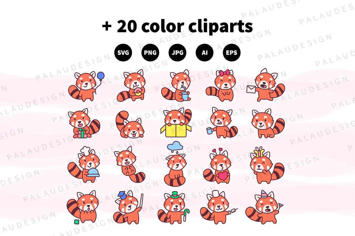 Red Panda Clipart Bundle, an Animal Illustration by Palau (Photo 7 of 9)