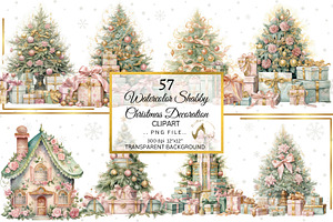 Watercolor Christmas Decor Clipart