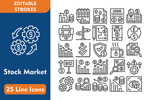 25 Stock Market Line Icons, an Icon by Pexelpy