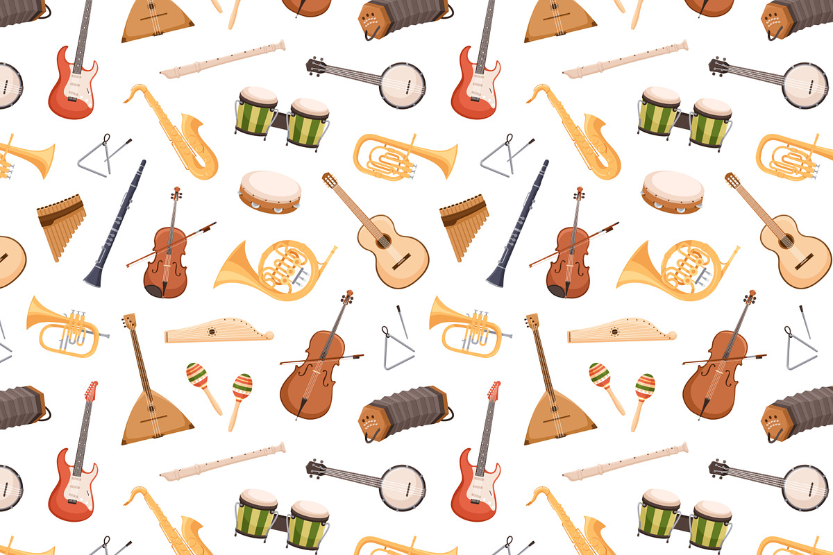 Musical instruments seamless pattern, a Pattern Graphic by Good Studio (Photo 2 of 4)
