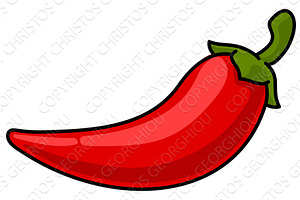 Red Chili Pepper Food Illustration, a Food Illustration by Christos Georghiou