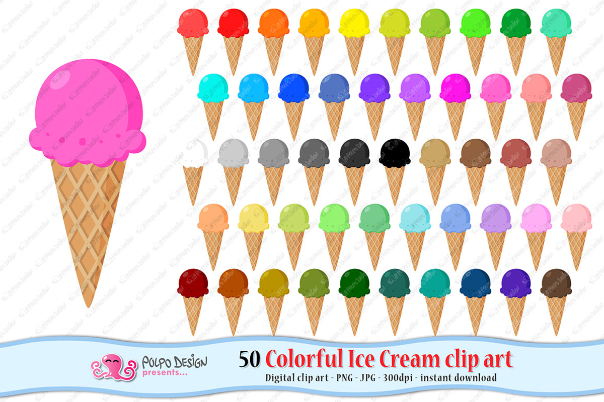 Colorful Ice Cream clipart, an Object Graphic by PolpoDesign