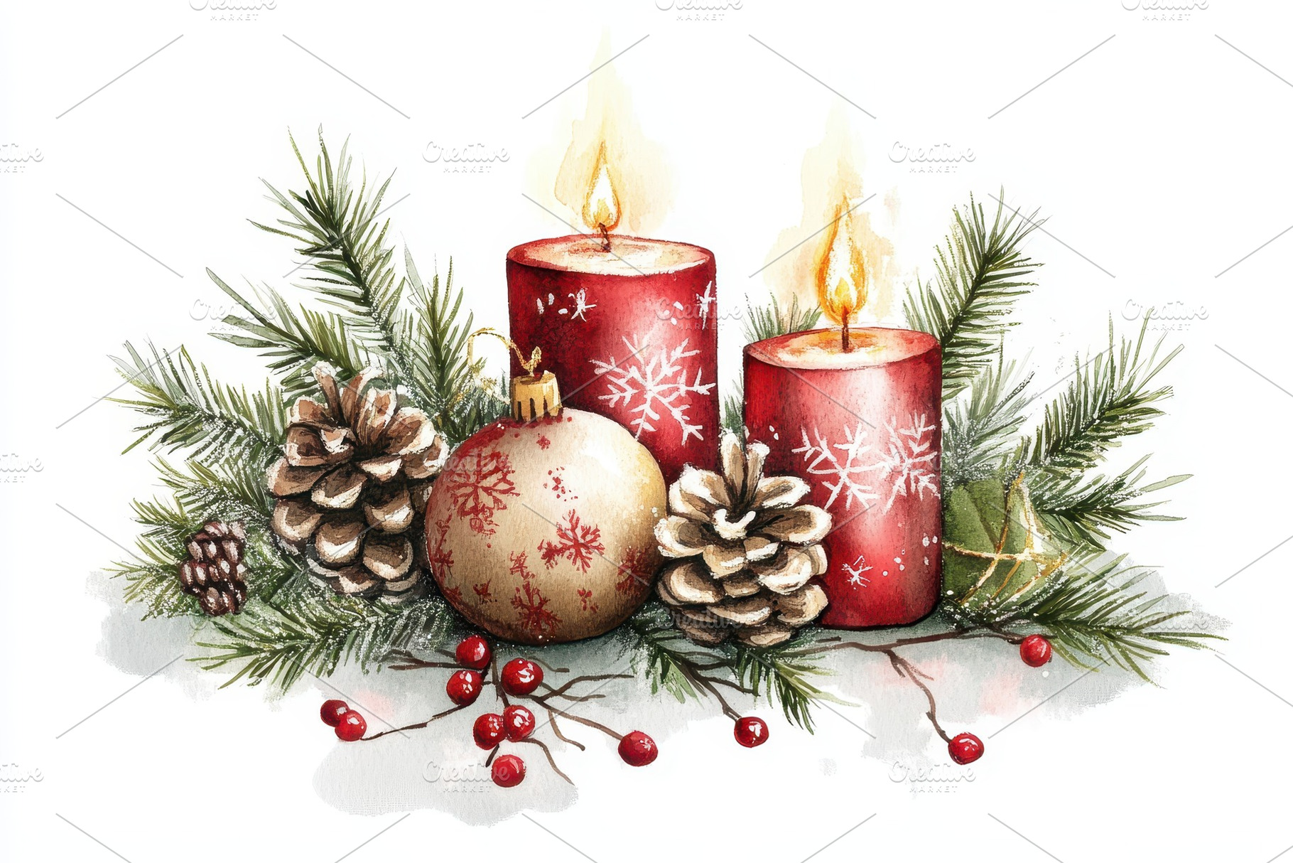 Festive Christmas decorations, a Photo by Pavel_design