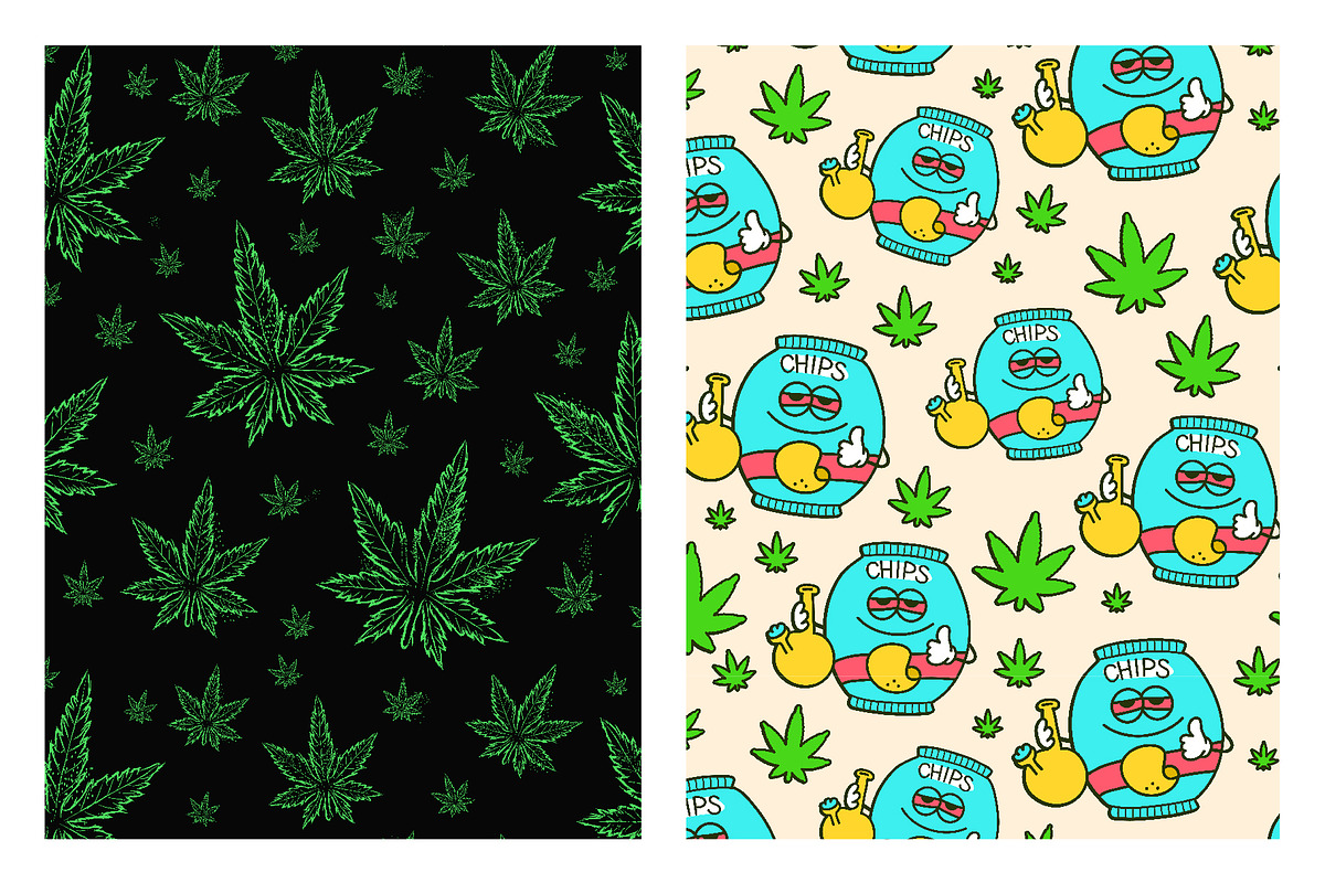 Marijuana Seamless Pattern Bundle 2, a Pattern Graphic by Slavko Kahovsky (Photo 3 of 9)
