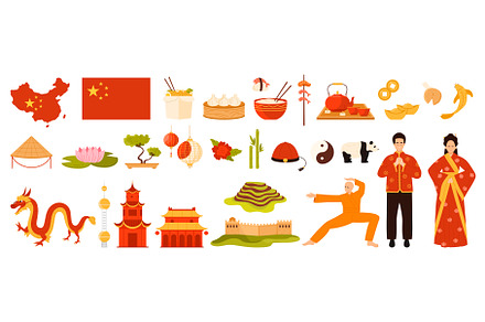 Travel to China set, country symbols