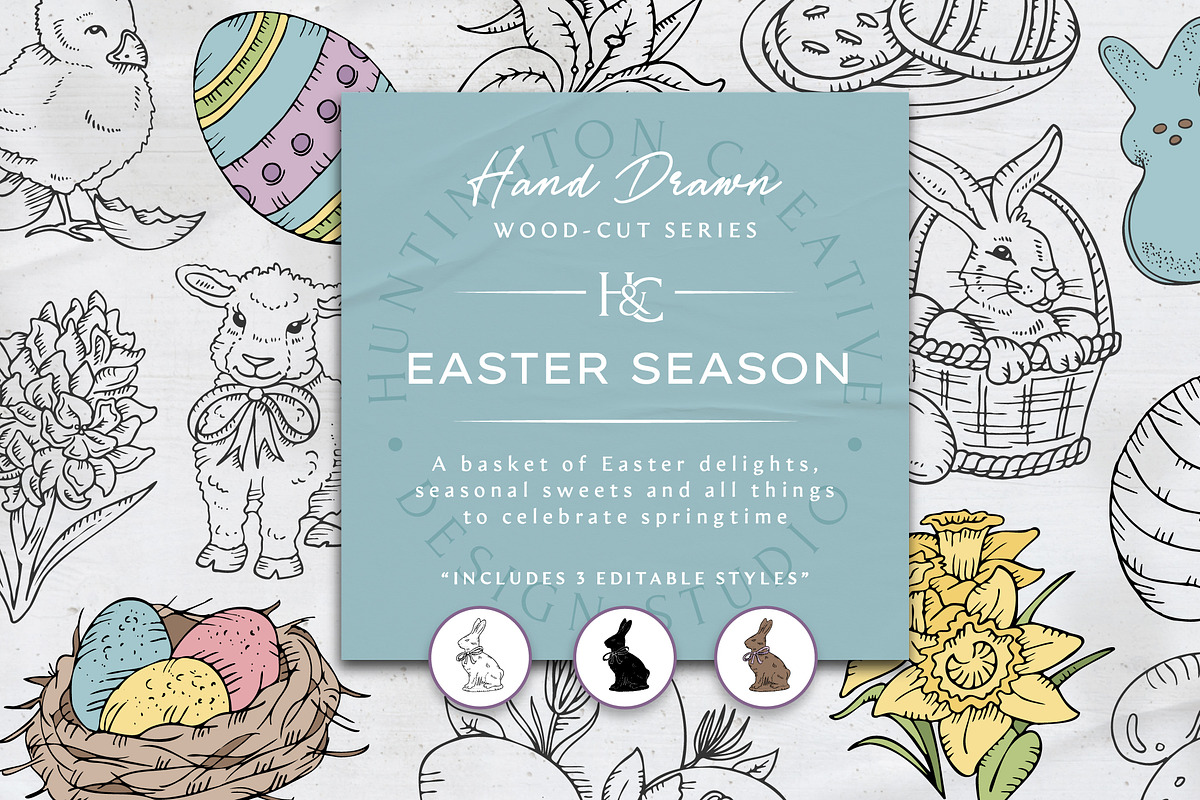 Hand Drawn Easter Seasonal Images, a Seasonal Illustration by H&C Drawings & Designs (Photo 1 of 15)