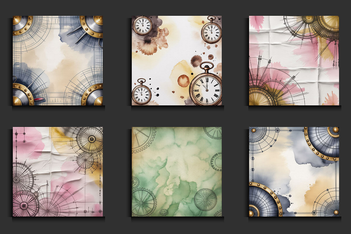 Watercolor Steampunk Paper Backgroun, a Background Graphic by protabsorkar11 (Photo 4 of 4)