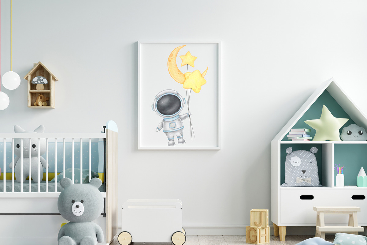 Astronaut & Space Watercolor Clipart, an Illustration by ekossa_art (Photo 5 of 6)