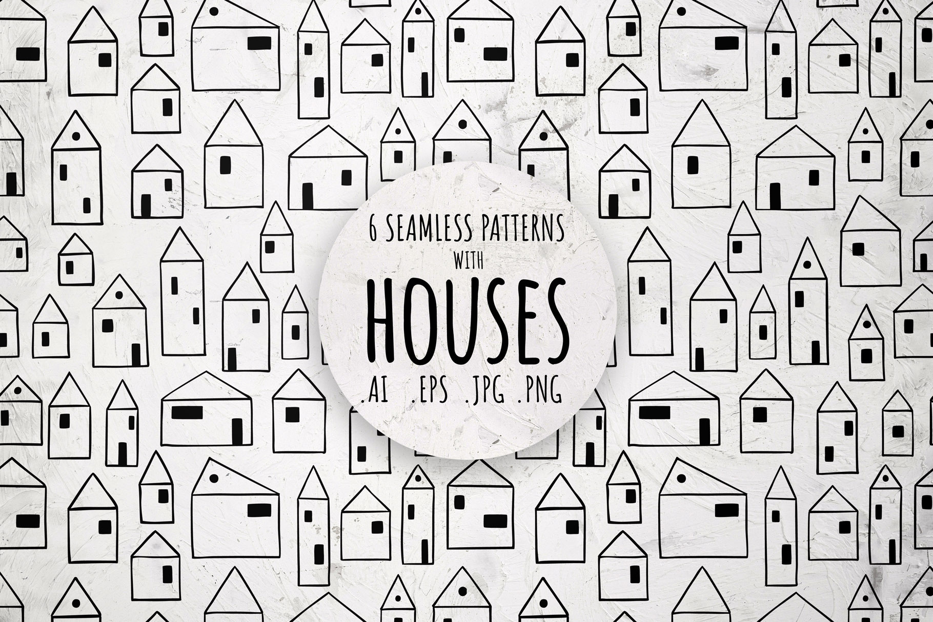 Small houses, 6 seamless patterns, a Pattern Graphic by pineart