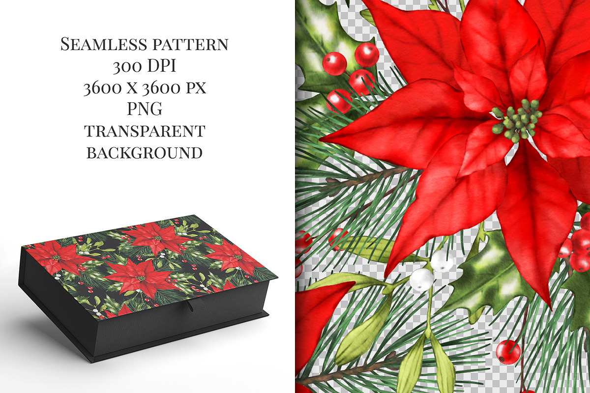 Poinsettia seamless pattern png., a Pattern Graphic by ARTVracovska (Photo 5 of 6)