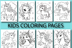 Cute Baby Unicorn Coloring Book For