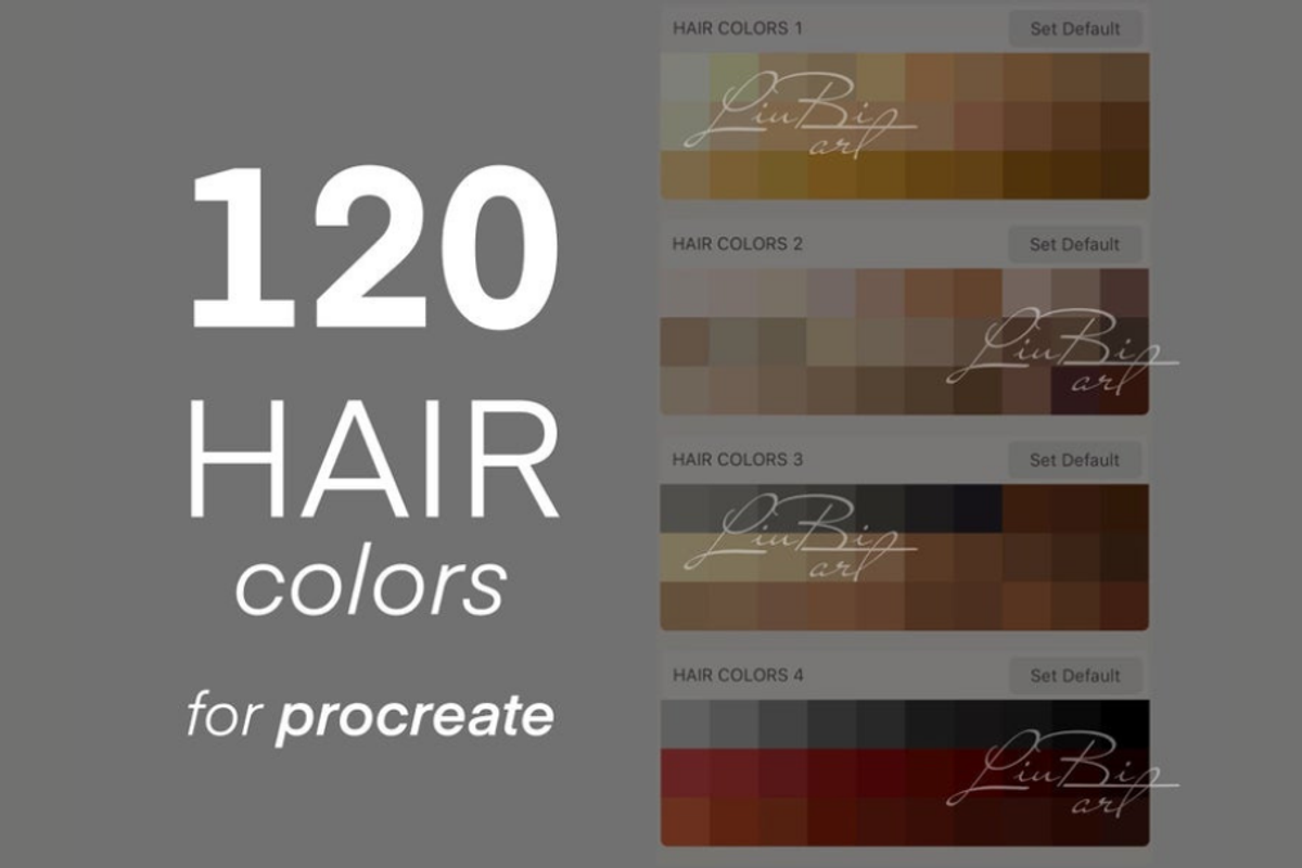 20 Procreate Hair Brushes Set+Bonus, a Brush Add-On by LiuBi Art (Photo 3 of 3)
