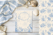Blue Toile Ocean Set, a Texture Illustration by AlenaVlasko stock Market (Thumbnail 3 of 7)