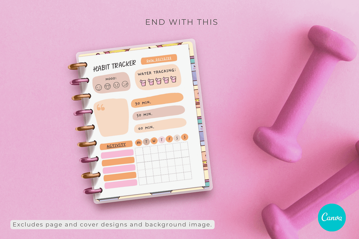 Happy Planner Canva Mockup 7x9 in, a Books & Magazine Mockup by Mockup Scene (Photo 11 of 11)