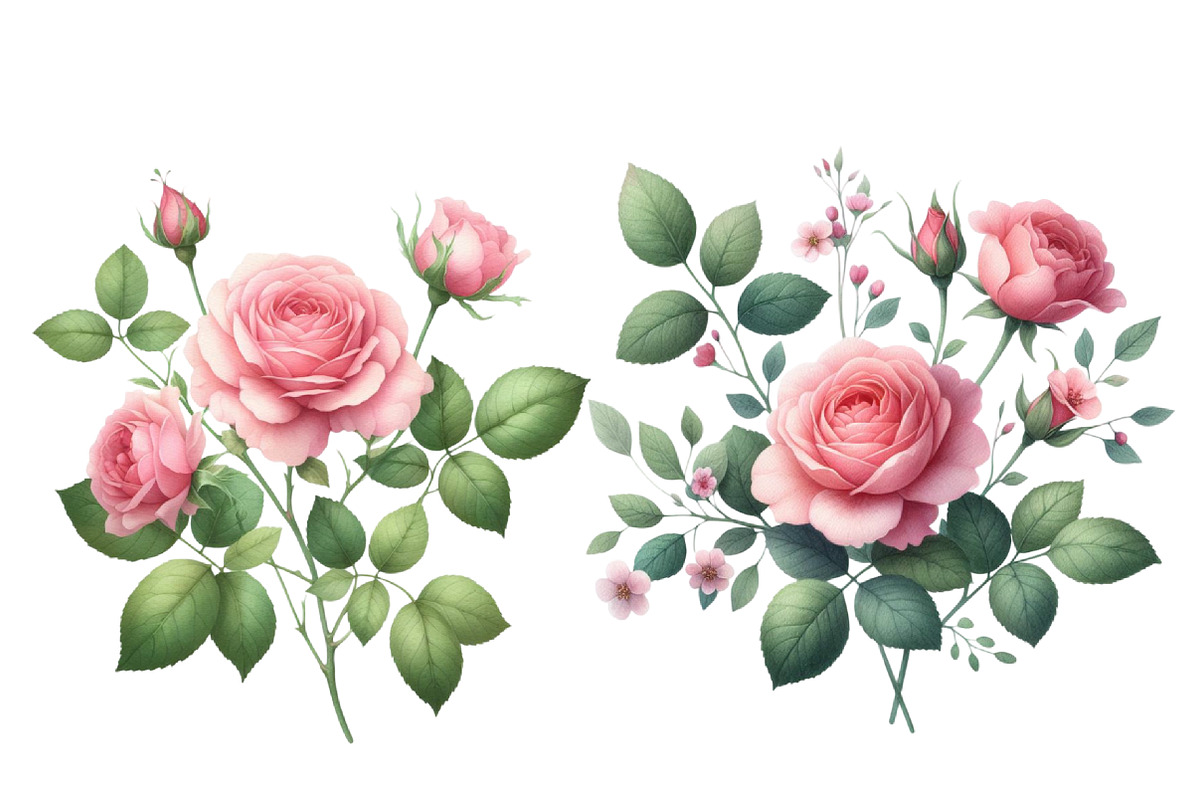 Watercolor Roses Clipart Blush Flora, an Illustration by Designworld (Photo 5 of 6)