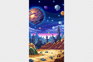 Alien Planet Pixel Art Background