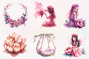Watercolor Magical Garden Pink Fairi, an Illustration by CreationArt (Thumbnail 4 of 9)