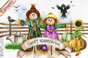 Scarecrow Watercolor Illustration