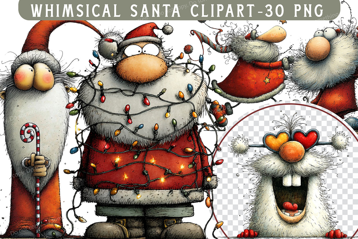 Whimsical Santa Clipart, an Illustration by Libby Wishes (Photo 1 of 9)