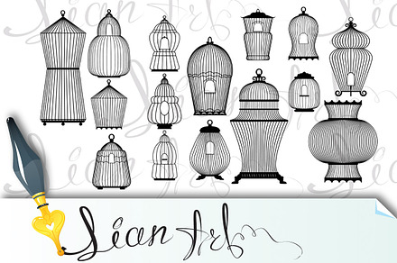 Black bird cage Silhouettes