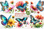 Butterfly Flowers Sublimation Clipar, an Illustration by Designworld (Thumbnail 1 of 5)