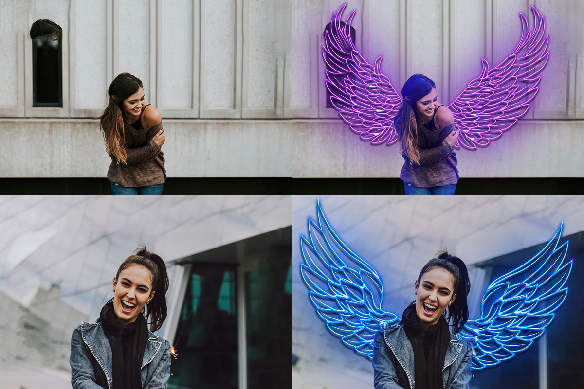 Neon Angel Wings Overlays, an Object Graphic by VligCreativeStudio (Photo 4 of 6)
