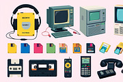 24 PNG 90s Retro Tech Icons Pack, a Background Graphic by adenpinkstore (Thumbnail 2 of 6)