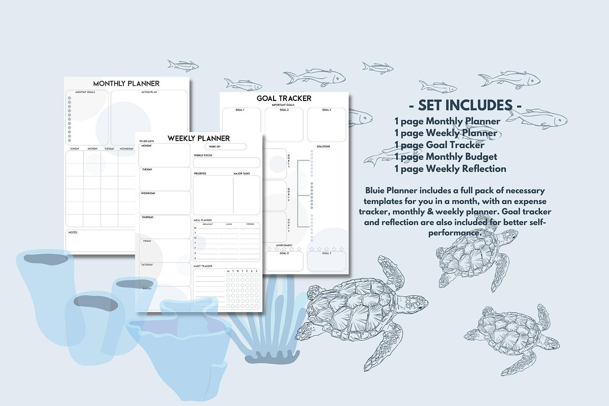 Blue Monthly Planners & Schedules, a Stationery Template by Journal w Sushii (Photo 2 of 3)