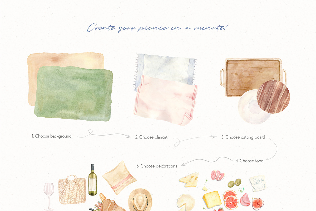 Picnic Time - Illustrations Set, a Food Illustration by Julia M. Watercolor (Photo 9 of 16)
