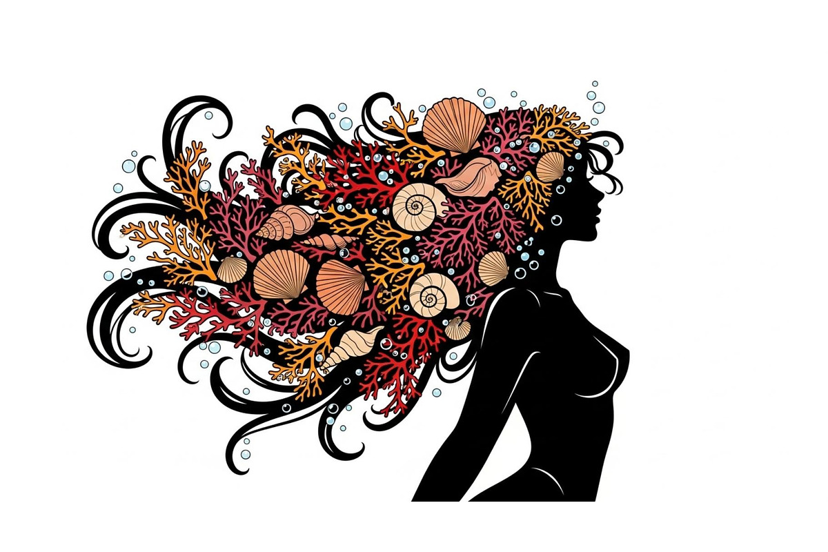 Fantasy Flowing Hair Mermaid Bundle, an Illustration by jahid234 (Photo 10 of 31)