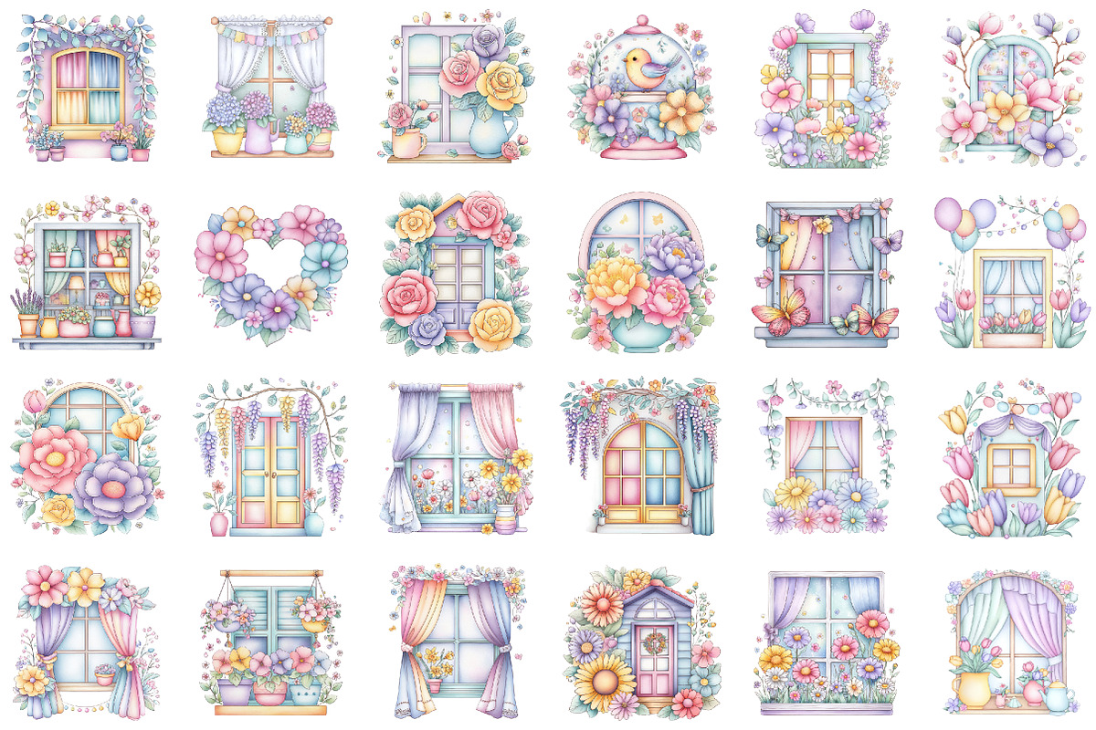 Watercolor Spring Window Clipart, an Illustration by designcity5 (Photo 2 of 5)