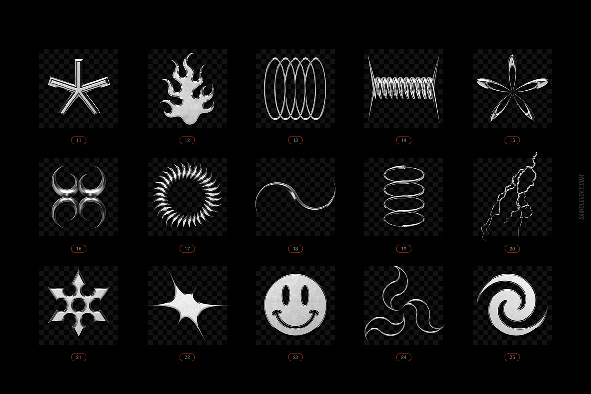 Chrome & Vector Abstract Shapes Pack, an Object Graphic by Samolevsky (Photo 6 of 25)