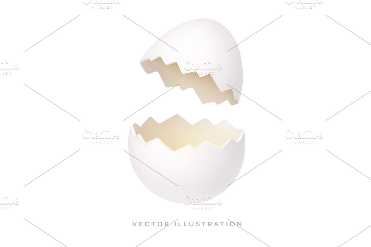 Broken Easter egg shell isolated on, an Object Illustration by GraphiShop