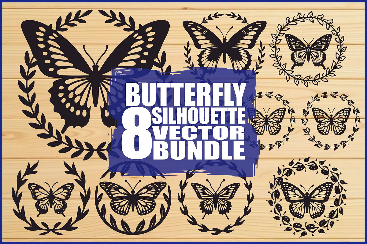 8 Butterfly Vector Collection, an Illustration by hafijul (Photo 1 of 9)